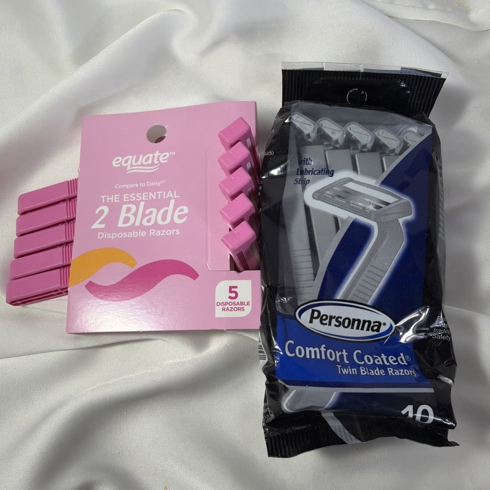 Disposable‎ Razors 2 Pack Men's & Women's Pink Grey 15 Total